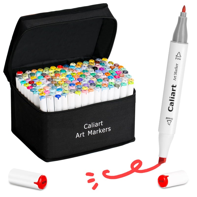 Caliart Markers  168 Colors Dual Tip Art Markers Sketch Pens  Easter Basket Stuffers for Kids Teens Toddler  Permanent Alcohol Based Markers for Adult Book Eggs Decorations Gift Drawing Supplies Kit - Image 1